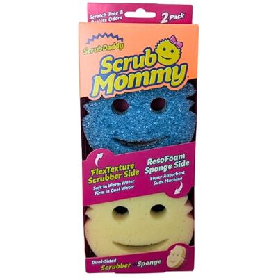 Scrub Daddy Scrub Mommy Dubbelzijdige Schoonmaakborstel met FlexTexture Technologie Temperatuurgevoelige Spons voor Keuken met Zachte en Schurende Zijde Schuurspons voor de Afwas voor Keuken Blauw 2-Pack Scrub Daddy Scrub Mommy Dubbelzijdige Schoonmaakborstel met FlexTexture Technologie Temperatuurgevoelige Spons voor Keuken met Zachte en Schurende Zijde Schuurspons voor de Afwas voor Keuken Blauw 2-Pack