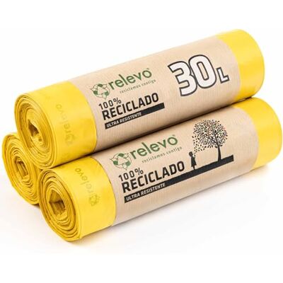 Relevo 100% gerecyclede vuilnis, extra sterk, 30 L, 45 zakken Relevo 100% gerecyclede vuilnis, extra sterk, 30 L, 45 zakken