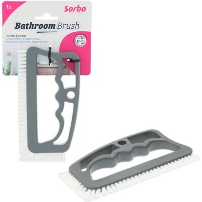 Sorbo Bathroom Brush Kunststof Voegenborstel met Nylon Borstelharen, Wand- en Vloertegels Schoonmaken, Ergonomische Borstel voor Voegen en Tegels Sorbo Bathroom Brush Kunststof Voegenborstel met Nylon Borstelharen, Wand- en Vloertegels Schoonmaken, Ergonomische Borstel voor Voegen en Tegels