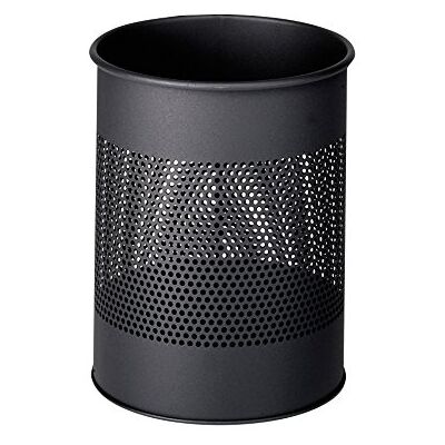 Durable 331058 Prullenbak metaal rond 15 liter, perforatie 165 mm, antraciet Durable 331058 Prullenbak metaal rond 15 liter, perforatie 165 mm, antraciet