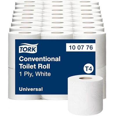 Tork kleine rol toiletpapier wit T4, universele kwaliteit, 1-laags, extra lange rol, 48 × 400 vellen, 100776 Tork kleine rol toiletpapier wit T4, universele kwaliteit, 1-laags, extra lange rol, 48 × 400 vellen, 100776