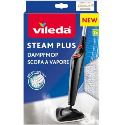 Vileda Steam Plus Mop Refill Pads, Microvezel, Easy Attach, Duurzaam, Wit (2 Per Pack) Vileda Steam Plus Mop Refill Pads, Microvezel, Easy Attach, Duurzaam, Wit (2 Per Pack)