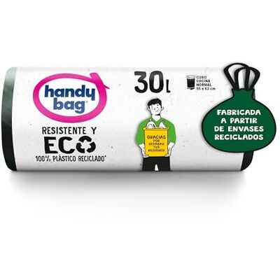 Handy Bag Vuilniszakken, robuust en milieuvriendelijk, 30 l, 100% gerecycled, robuust, 12 zakken, 1 verpakking Handy Bag Vuilniszakken, robuust en milieuvriendelijk, 30 l, 100% gerecycled, robuust, 12 zakken, 1 verpakking
