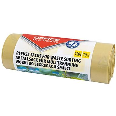 OFFICER PRODUCTS 22025232-06 vuilniszakken 120 l sterk, 10 vuilniszakken/1 rollen, vuilniszak, afvalzakken voor het huisvuil, voor het scheiden van kunststof, scheurvast (LDPE), kleur: geel OFFICER PRODUCTS 22025232-06 vuilniszakken 120 l sterk, 10 vuilniszakken/1 rollen, vuilniszak, afvalzakken voor het huisvuil, voor het scheiden van kunststof, scheurvast (LDPE), kleur: geel
