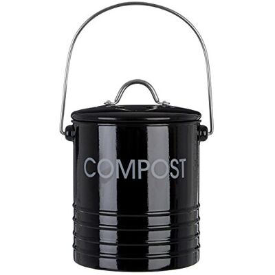 Premier Housewares 510019 Compostbak met handvat Zwart H20 x B15 x D15cm Premier Housewares 510019 Compostbak met handvat Zwart H20 x B15 x D15cm