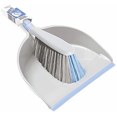 York Bacteria Stop Handveger, schep, bezem, veegschep set, met ophangoog, rubberen lip, veegset voor jou, verwijdert effectief vuil, stof, veegplaat, handveger, grijs-blauw York Bacteria Stop Handveger, schep, bezem, veegschep set, met ophangoog, rubberen lip, veegset voor jou, verwijdert effectief vuil, stof, veegplaat, handveger, grijs-blauw