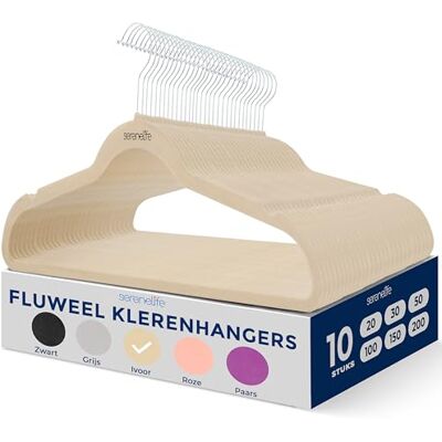 SereneLife Kleerhanger Fluwelen Hangers Antislip Ruimtebesparende Kledinghangers 10 Stuks Duurzaam en Sterk voor Hemden, Truien, Hoodies, Kinderkleding en Jurken Lichtgewicht Ivoor SereneLife Kleerhanger Fluwelen Hangers Antislip Ruimtebesparende Kledinghangers 10 Stuks Duurzaam en Sterk voor Hemden, Truien, Hoodies, Kinderkleding en Jurken Lichtgewicht Ivoor