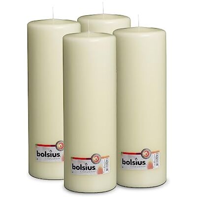 Bolsius Gladde stompkaarsen Ivoor 4 stuks 30 x 7 cm -Decoratieve kaarsen voor huishouden Brandduur 175 uur Ongeparfumeerd Bolsius Gladde stompkaarsen Ivoor 4 stuks 30 x 7 cm -Decoratieve kaarsen voor huishouden Brandduur 175 uur Ongeparfumeerd