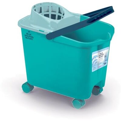 Genius Blue Dolphin Mop-emmer, 100% gerecycled, met automatisch afdruiprek, vloerreiniging, met draaibare wielen, inhoud 14 l, poetsemmer, huishoudelijke reiniging. Genius Blue Dolphin Mop-emmer, 100% gerecycled, met automatisch afdruiprek, vloerreiniging, met draaibare wielen, inhoud 14 l, poetsemmer, huishoudelijke reiniging.