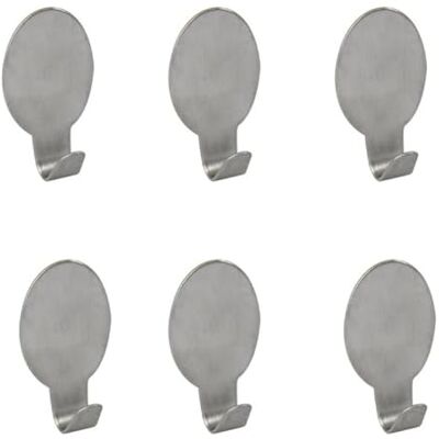 MSV Set van 6 zelfklevende wandhaken van roestvrij staal MSV Set van 6 zelfklevende wandhaken van roestvrij staal