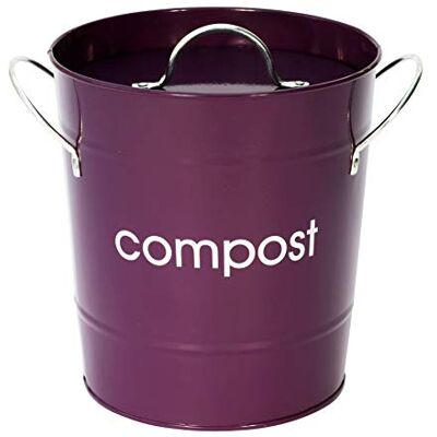 Premier Compostemmer van verzinkt staal (gepoedercoat) met zink handgrepen, binnenemmer van kunststof, violet Premier Compostemmer van verzinkt staal (gepoedercoat) met zink handgrepen, binnenemmer van kunststof, violet