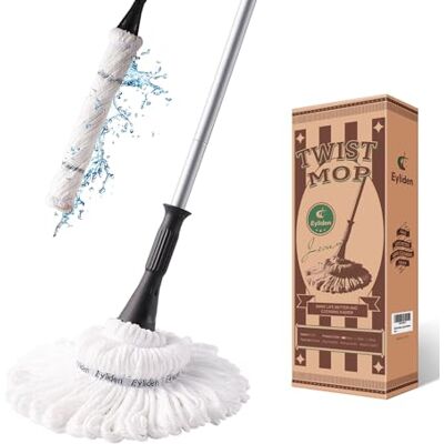 Eyliden Microvezel-dweil, 146 cm lange handgreep, voor vloerreiniging, zelfwringende dweil, handvrijgave, met 2 reservemopkoppen, huishoudelijke reiniger Eyliden Microvezel-dweil, 146 cm lange handgreep, voor vloerreiniging, zelfwringende dweil, handvrijgave, met 2 reservemopkoppen, huishoudelijke reiniger