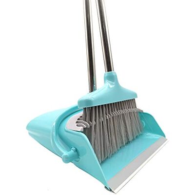 Xifando Uitschuifbare bezem- en stofbakset met lange steel, roestvrij lichtgewicht, staande bezem en stofpan, combo voor keuken, lobby, kantoor, woonkamer, huishouden, binnen of buiten (lichtblauw) Xifando Uitschuifbare bezem- en stofbakset met lange steel, roestvrij lichtgewicht, staande bezem en stofpan, combo voor keuken, lobby, kantoor, woonkamer, huishouden, binnen of buiten (lichtblauw)