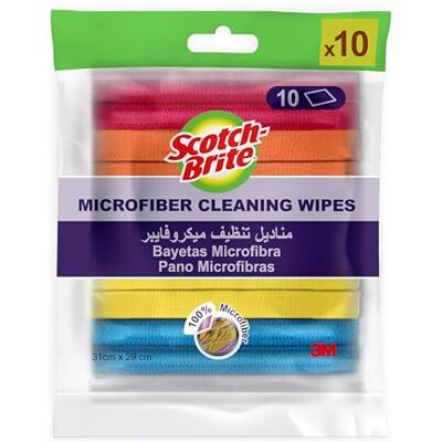 Scotch-Brite Microvezel reinigingsdoekjes 10 stuks (31 cm x 29 cm) voor keuken, badkamer en huishouden, geschikt voor gebruik op anti-aanbakkookgerei en glas Scotch-Brite Microvezel reinigingsdoekjes 10 stuks (31 cm x 29 cm) voor keuken, badkamer en huishouden, geschikt voor gebruik op anti-aanbakkookgerei en glas