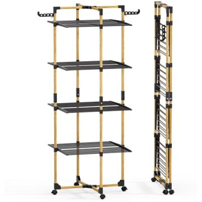 VOUNOT ® Verticaal droogrek met 4 niveaus, inklapbaar, zwart VOUNOT ® Verticaal droogrek met 4 niveaus, inklapbaar, zwart