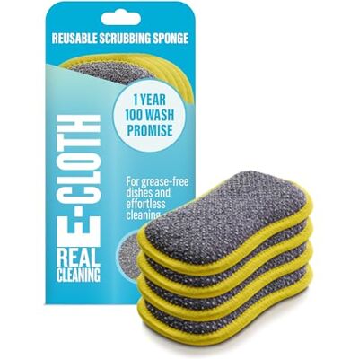 e-cloth Microvezelspons Alternatief, Polyester, Geel-4 Pack, Eco Verpakking e-cloth Microvezelspons Alternatief, Polyester, Geel-4 Pack, Eco Verpakking