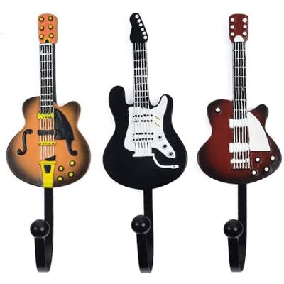 KUNGYO Vintage Gitaar Vormige Decoratieve Haken Rack Hangers voor Opknoping Kleding Jassen Handdoeken Sleutels Hoeden Metalen Hars Haken Wandmontage Heavy Duty (3-Pack) (3-Pack) (G'Haak-B) KUNGYO Vintage Gitaar Vormige Decoratieve Haken Rack Hangers voor Opknoping Kleding Jassen Handdoeken Sleutels Hoeden Metalen Hars Haken Wandmontage Heavy Duty (3-Pack) (3-Pack) (G'Haak-B)