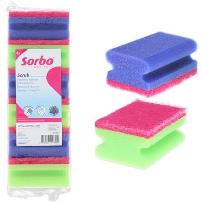 Sorbo Schuurspons Grip 6 Stuks Sterke Schoonmaakspons met Handgreep Extra sterke schuurspons met inkeping voor grip. Verwijdert kalk en vuil van gladde oppervlakken zoals ovenschalen. Sorbo Schuurspons Grip 6 Stuks Sterke Schoonmaakspons met Handgreep Extra sterke schuurspons met inkeping voor grip. Verwijdert kalk en vuil van gladde oppervlakken zoals ovenschalen.