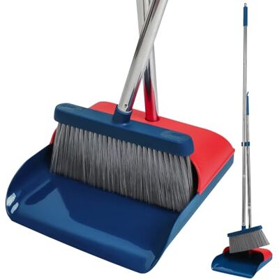 TreeLen Stand Up Dustpan en Broom Set 127 cm lange handgreep Broom met stofpan, 20° hoek voor ergonomisch thuiskantoor indoor vegen TreeLen Stand Up Dustpan en Broom Set 127 cm lange handgreep Broom met stofpan, 20° hoek voor ergonomisch thuiskantoor indoor vegen