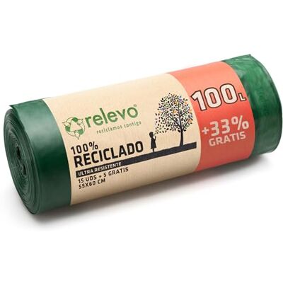 RELEVO - RELEVO 100 L - Groen - 10 stuks - Afvalzak RELEVO - RELEVO 100 L - Groen - 10 stuks - Afvalzak