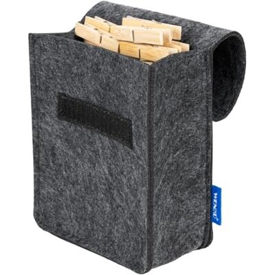 WENKO Wasl.b.eutel Mod. Valet met 50 duurzame wasknijpers van bamboe praktische opslag grijs gerecycled vilt 16x21x7,5 cm WENKO Wasl.b.eutel Mod. Valet met 50 duurzame wasknijpers van bamboe praktische opslag grijs gerecycled vilt 16x21x7,5 cm