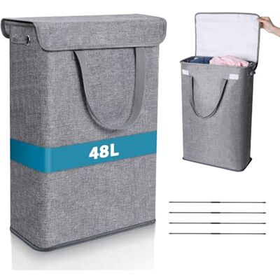 Romon Wasmand, wasmand, vuile wasmand, wasmand, opvouwbare wasmand, 48 liter, vuildoek, mand met handgrepen, voor wasgoed, wasgoed Romon Wasmand, wasmand, vuile wasmand, wasmand, opvouwbare wasmand, 48 liter, vuildoek, mand met handgrepen, voor wasgoed, wasgoed