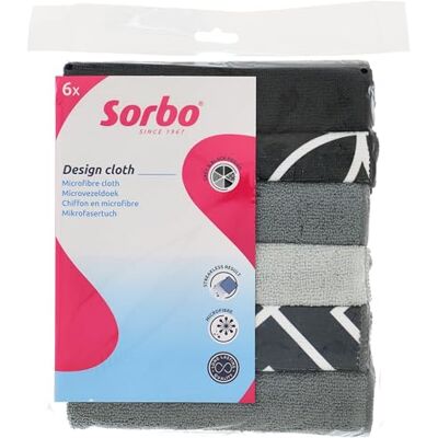 Sorbo Microvezeldoeken 6 Stuks, Grijs Zwart, Herbruikbare Schoonmaakdoeken voor Droog en Vochtig Gebruik, Wasbaar op 60 C, voor Keuken Badkamer Ramen en Meubels Sorbo Microvezeldoeken 6 Stuks, Grijs Zwart, Herbruikbare Schoonmaakdoeken voor Droog en Vochtig Gebruik, Wasbaar op 60 C, voor Keuken Badkamer Ramen en Meubels