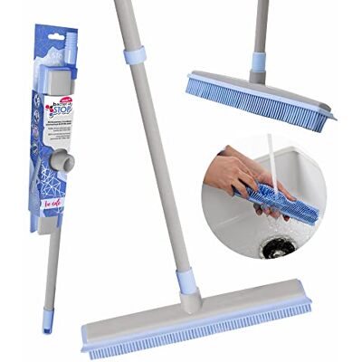 York Bacteria Stop 4051300-002271 Rubberen bezem met steel uitklapbaar, bezem met verstelbare hoogte,schrobber met steel antistatisch, speciale rubberen uiteinden,32 x 9 x 7 cm,grijs/blauw York Bacteria Stop 4051300-002271 Rubberen bezem met steel uitklapbaar, bezem met verstelbare hoogte,schrobber met steel antistatisch, speciale rubberen uiteinden,32 x 9 x 7 cm,grijs/blauw