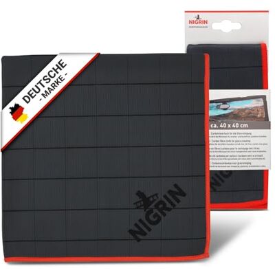 Nigrin Performance Carbon glasdoek, 400 g/m², hoogwaardige microvezeldoek met ingeweven koolstofvezels, streepvrije reiniging, autoruiten, ramen en spiegels, wasbaar op 40 °C, 40 x 40 cm Nigrin Performance Carbon glasdoek, 400 g/m², hoogwaardige microvezeldoek met ingeweven koolstofvezels, streepvrije reiniging, autoruiten, ramen en spiegels, wasbaar op 40 °C, 40 x 40 cm