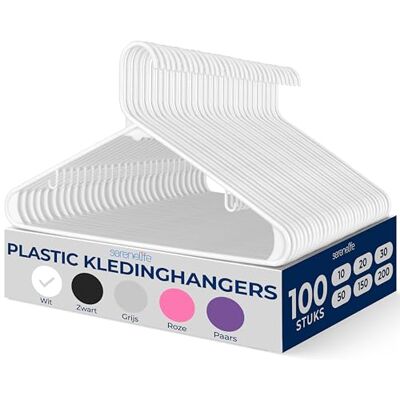 SereneLife Kleerhangers-Witte Plastic Hangers Ruimtebesparende Kledinghanger Set- Ideaal voor Wasgoed/Dagelijks Gebruik- Kan Tot 2,5 kg Vasthouden voor Jassen en andere Kleding– 100 Stuks SereneLife Kleerhangers-Witte Plastic Hangers Ruimtebesparende Kledinghanger Set- Ideaal voor Wasgoed/Dagelijks Gebruik- Kan Tot 2,5 kg Vasthouden voor Jassen en andere Kleding– 100 Stuks