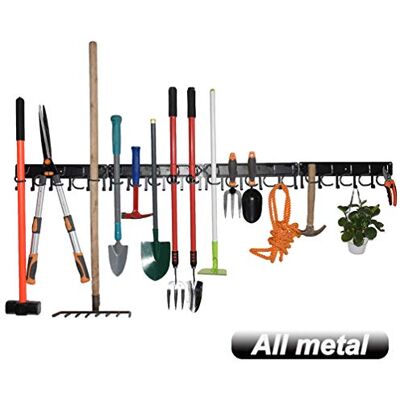 YueTong 68 inch All Metal Garden Tool Organizer, Verstelbare Garage Wandorganisatoren en Opslag, Heavy Duty Wandhouder met Haken voor Bezem, Hark, Mop, Schop (4 Pack) YueTong 68 inch All Metal Garden Tool Organizer, Verstelbare Garage Wandorganisatoren en Opslag, Heavy Duty Wandhouder met Haken voor Bezem, Hark, Mop, Schop (4 Pack)