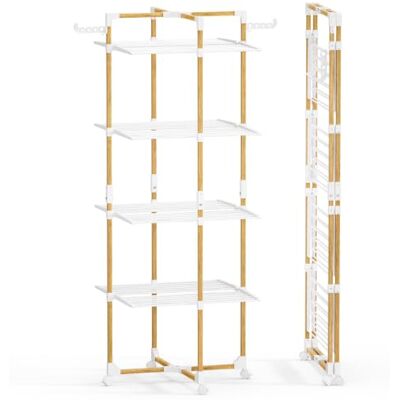 VOUNOT ® Verticaal droogrek met 4 niveaus, inklapbaar, wit VOUNOT ® Verticaal droogrek met 4 niveaus, inklapbaar, wit