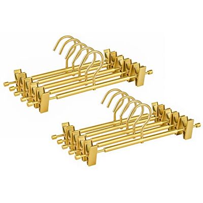 Amber Home Premium Matte Gold Aluminium Broek Hangers 10 Pack, 31 cm Extra Gladde & Duurzame Metalen Rok Slack Hanger, Licht & Stevig Metalen Rek voor Broek met 2-Verstelbare Antislip Clips Draaihaak Amber Home Premium Matte Gold Aluminium Broek Hangers 10 Pack, 31 cm Extra Gladde & Duurzame Metalen Rok Slack Hanger, Licht & Stevig Metalen Rek voor Broek met 2-Verstelbare Antislip Clips Draaihaak