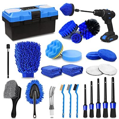 TTRCB 27 stuks auto detailing kit, auto detailing borstel set, auto detaillering boor borstel set, auto detailing borstels, auto wassen kit, auto accessoires, auto reiniging gereedschap kit voor interieur TTRCB 27 stuks auto detailing kit, auto detailing borstel set, auto detaillering boor borstel set, auto detailing borstels, auto wassen kit, auto accessoires, auto reiniging gereedschap kit voor interieur