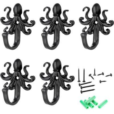 FANYUN 5 stuks kapstokhaken wandhaken, octopus decoratieve wandgemonteerde haken rustieke metalen hanger voor handdoek, sleutelhouder, hangende jassen, sjaals, tassen, portemonnees, rugzakken FANYUN 5 stuks kapstokhaken wandhaken, octopus decoratieve wandgemonteerde haken rustieke metalen hanger voor handdoek, sleutelhouder, hangende jassen, sjaals, tassen, portemonnees, rugzakken