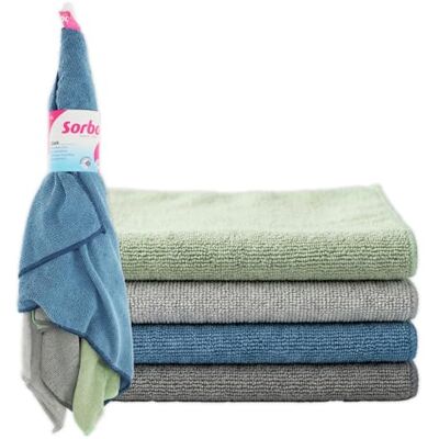 Sorbo Microvezeldoek Multifunctionele Schoonmaakdoeken voor Streeploos en Vetvrij Schoonmaken, Droog en Vochtig te Gebruiken, Geschikt voor Wasmachine, 40 x 40 cm, 4 Stuks Sorbo Microvezeldoek Multifunctionele Schoonmaakdoeken voor Streeploos en Vetvrij Schoonmaken, Droog en Vochtig te Gebruiken, Geschikt voor Wasmachine, 40 x 40 cm, 4 Stuks