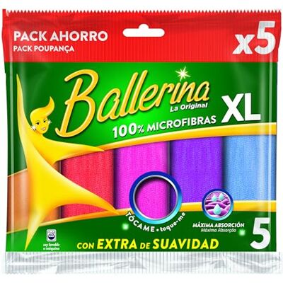 Ballerina Microvezeldoek, 5 stuks, verschillende kleuren Ballerina Microvezeldoek, 5 stuks, verschillende kleuren