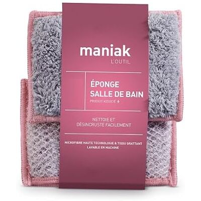 Maniak Set van 2 sponzen voor de badkamer, wasbaar en herbruikbaar, reinigt effectief kalk- en zeepsporen, neutraal Maniak Set van 2 sponzen voor de badkamer, wasbaar en herbruikbaar, reinigt effectief kalk- en zeepsporen, neutraal
