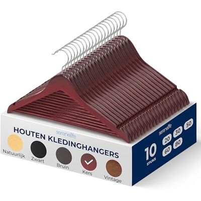 SereneLife Kleerhanger Houten Hangers Antislip Ruimtebesparende Kledinghangers met 360° Draaibare Haak en Inkepingen 10 Stuks Duurzaam en Sterk voor Hemden, Truien, Hoodies, en Jurken SereneLife Kleerhanger Houten Hangers Antislip Ruimtebesparende Kledinghangers met 360° Draaibare Haak en Inkepingen 10 Stuks Duurzaam en Sterk voor Hemden, Truien, Hoodies, en Jurken