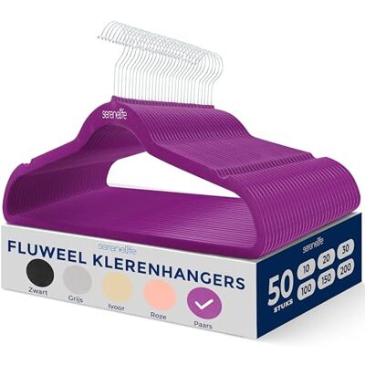 SereneLife Kleerhanger Fluwelen Hangers Antislip Ruimtebesparende Kledinghangers 50 Stuks Duurzaam en Sterk voor Hemden, Truien, Hoodies, Kinderkleding en Jurken Lichtgewicht Paars SereneLife Kleerhanger Fluwelen Hangers Antislip Ruimtebesparende Kledinghangers 50 Stuks Duurzaam en Sterk voor Hemden, Truien, Hoodies, Kinderkleding en Jurken Lichtgewicht Paars