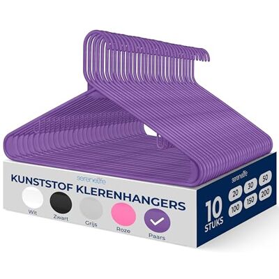 SereneLife Kleerhanger Plastic Hangers Antislip Ruimtebesparende Kledinghangers 10 Stuks Duurzaam en Sterk voor Hemden, Truien, Hoodies, Kinderkleding en Jurken Lichtgewicht Paars SereneLife Kleerhanger Plastic Hangers Antislip Ruimtebesparende Kledinghangers 10 Stuks Duurzaam en Sterk voor Hemden, Truien, Hoodies, Kinderkleding en Jurken Lichtgewicht Paars