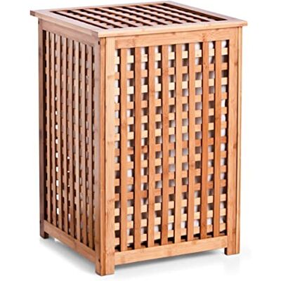 Zeller Wasmand bamboe hout deksel en waszak 40 x 40 x 58 cm 50 liter vierkant Zeller Wasmand bamboe hout deksel en waszak 40 x 40 x 58 cm 50 liter vierkant