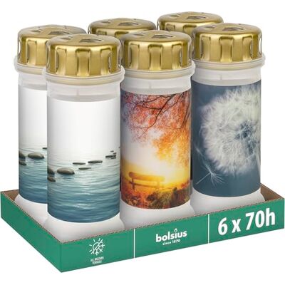 Bolsius Graflicht met motief nr. 6 set 6 stuks lengte brandduur rouwkaars & gedenkteken kaarsen schoon branden zonder palmolie Bolsius Graflicht met motief nr. 6 set 6 stuks lengte brandduur rouwkaars & gedenkteken kaarsen schoon branden zonder palmolie