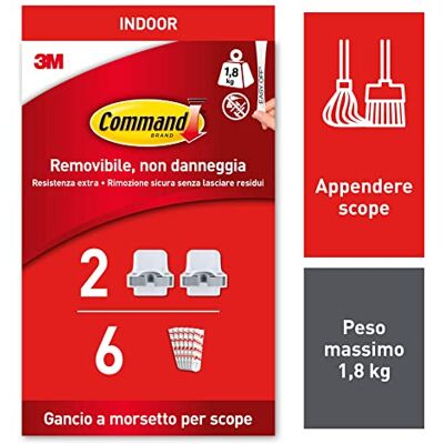 COMMAND Wandmop Houder - 2 Haken, 6 Plakstrips - Geen Wandbeschadiging COMMAND Wandmop Houder - 2 Haken, 6 Plakstrips - Geen Wandbeschadiging