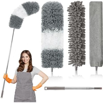 Uppercut Microfiber Duster, 4 stuks met verlengpaal (roestvrij staal) 30 tot 100 inch, herbruikbare buigbare stofdoeken, wasbare lichtgewicht stofdoeken voor het reinigen van plafondventilator, hoog plafond, jaloezieën, meubels, auto's Uppercut Microfiber Duster, 4 stuks met verlengpaal (roestvrij staal) 30 tot 100 inch, herbruikbare buigbare stofdoeken, wasbare lichtgewicht stofdoeken voor het reinigen van plafondventilator, hoog plafond, jaloezieën, meubels, auto's