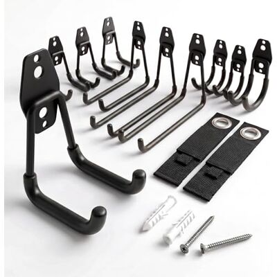 Relaxdays Wandhaken 12-delige set, wandhouder garage, gecoat, houder voor tuingereedschap, incl. kabelbanden, RVS, zwart Relaxdays Wandhaken 12-delige set, wandhouder garage, gecoat, houder voor tuingereedschap, incl. kabelbanden, RVS, zwart