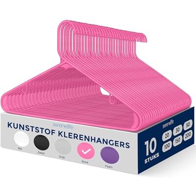SereneLife Kleerhanger Plastic Hangers Antislip Ruimtebesparende Kledinghangers 10 Stuks Duurzaam en Sterk voor Hemden, Truien, Hoodies, Kinderkleding en Jurken Lichtgewicht Roze SereneLife Kleerhanger Plastic Hangers Antislip Ruimtebesparende Kledinghangers 10 Stuks Duurzaam en Sterk voor Hemden, Truien, Hoodies, Kinderkleding en Jurken Lichtgewicht Roze