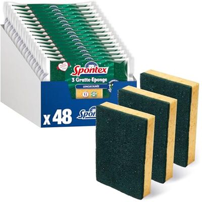 Spontex Duurzame sponsschraper 48 groene schuursponzen (16 verpakkingen van 3 stuks) Spontex Duurzame sponsschraper 48 groene schuursponzen (16 verpakkingen van 3 stuks)