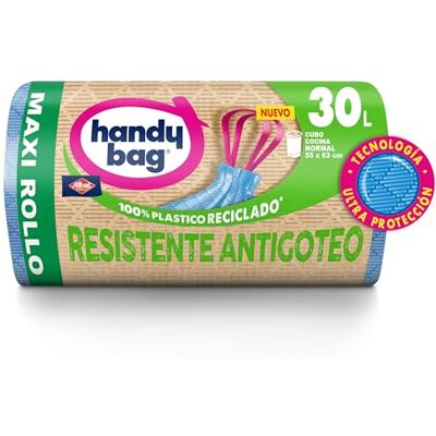 Handy Bag Vuilniszakken, robuust, lekvrij, 100% gerecycled, zelfsluitend, 30 l, 20 zakken, 1 verpakking Handy Bag Vuilniszakken, robuust, lekvrij, 100% gerecycled, zelfsluitend, 30 l, 20 zakken, 1 verpakking
