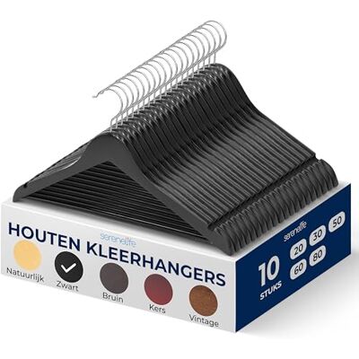 SereneLife Kleerhanger Houten Hangers Antislip Ruimtebesparende Kledinghangers met 360° Draaibare Haak en Inkepingen 10 Stuks Duurzaam en Sterk voor Hemden, Truien, Hoodies, en Jurken SereneLife Kleerhanger Houten Hangers Antislip Ruimtebesparende Kledinghangers met 360° Draaibare Haak en Inkepingen 10 Stuks Duurzaam en Sterk voor Hemden, Truien, Hoodies, en Jurken